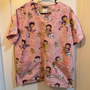Betty Boop Pink Cartoon Print Top